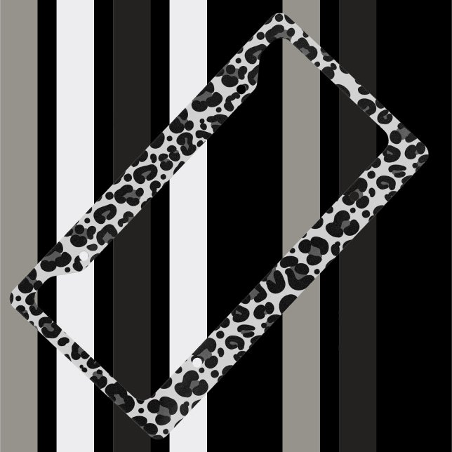 Black Gray Leopard Print cheetah License Plate Frame (Sweet 16 car makeover)