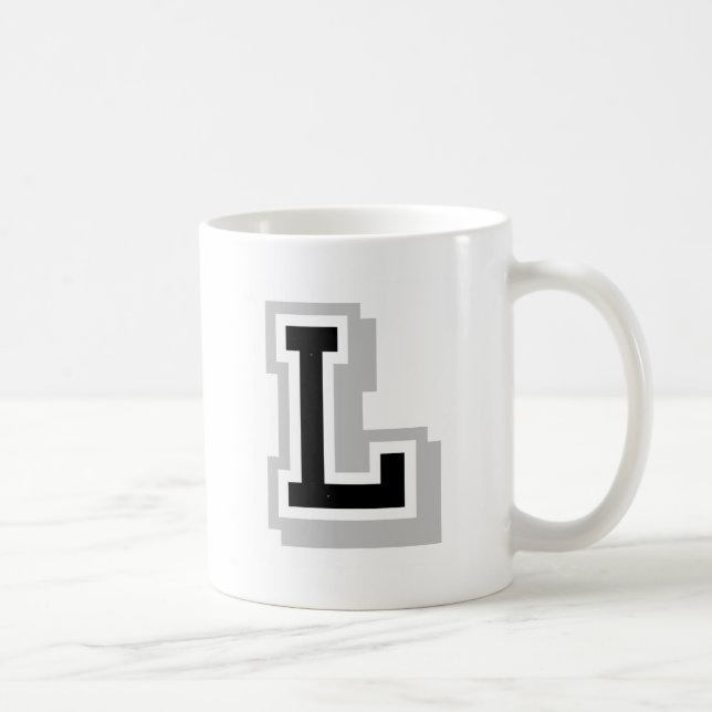 black gray letter L Coffee Mug (Right)