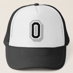 black gray letter O Trucker Hat