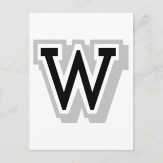 black gray letter W Postcard
