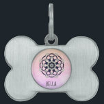 *~* Black Gray Mandala Pink Heart Chakra Pet ID Tag<br><div class="desc">This mandala is black and gray with a subtle soft gently pink background. Pink is the color of the heart chakra so take note what color is attracting you as it indicates what vibration you presently need in your life. This design can be customized so feel free to change the...</div>
