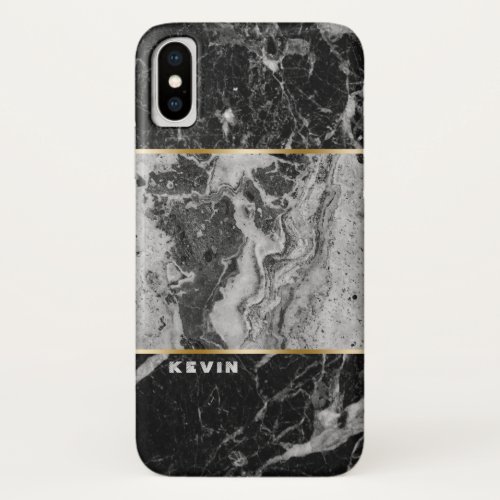 Black  Gray Marble Combination iPhone X Case