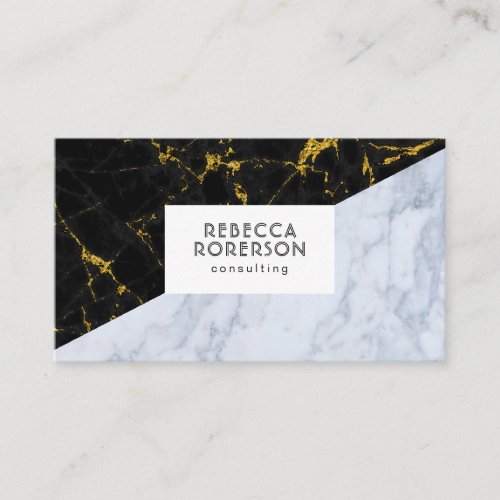 Black  Gray Marble Geometric Design Business Card