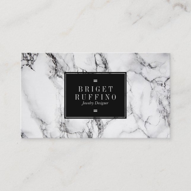 Black & Gray Marble Jewelry Designer Appointment Card (Front)