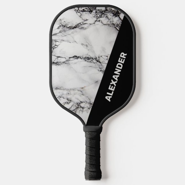 Black & Gray Marble  Pickleball Paddle (Front)