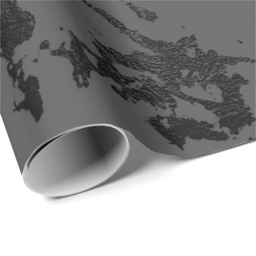 Black Gray Marble Silver Abstract Strokes Caracole Wrapping Paper
