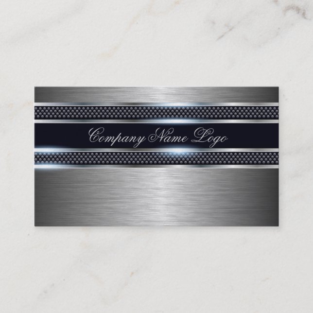 Black & Gray Metallic Design Brushed Aluminum Look Business Card (Front)