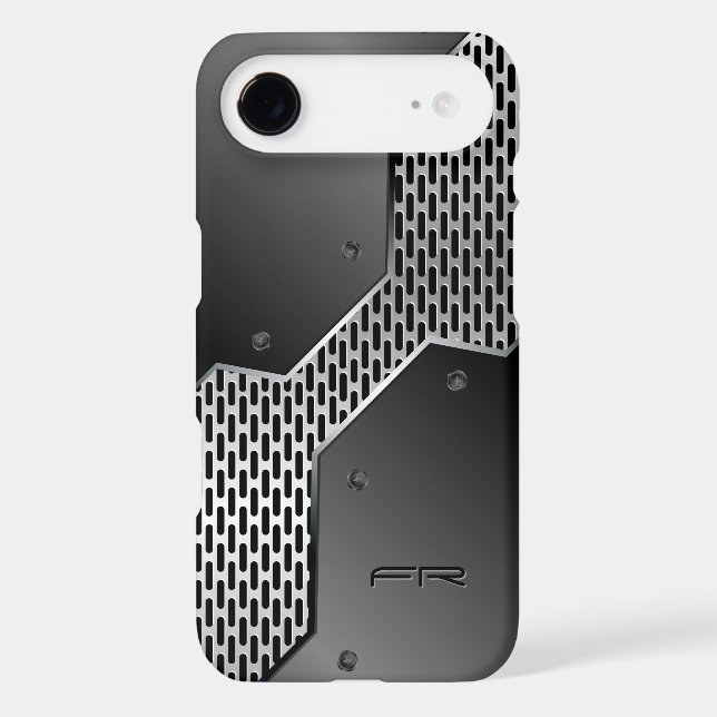 Black & Gray Metallic Print Case-Mate iPhone Case (Back)
