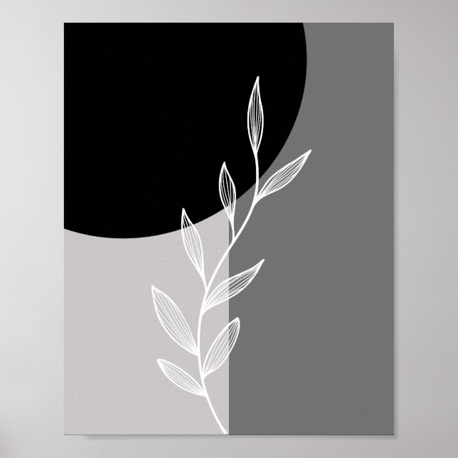 Black Gray Minimalist Botanical Poster (Front)
