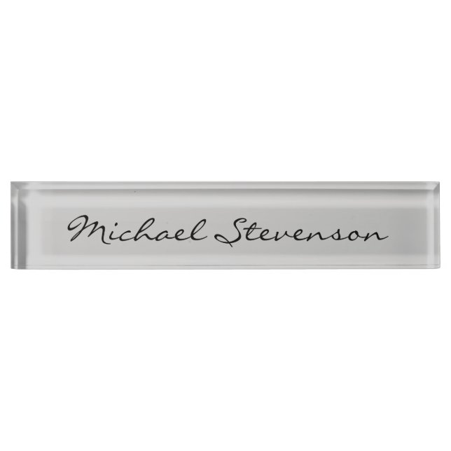 Black Gray Modern Business Desk Name Plate (Front)
