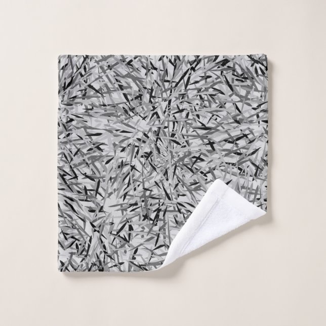 Black & Gray Modern Floral Print Wash Cloth (Wash Cloth)