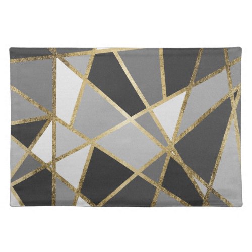 Black  Gray Modern Geo Gold Triangles Placemat