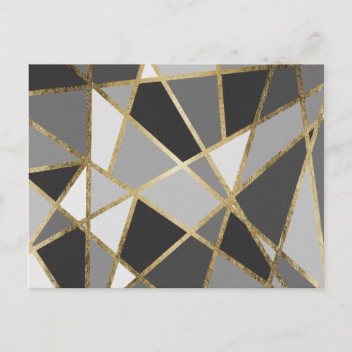 Black  Gray Modern Geo Gold Triangles Postcard