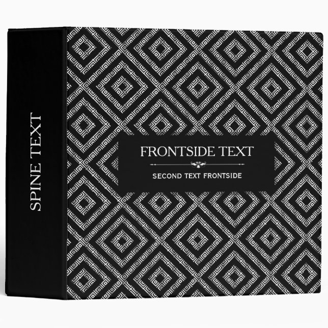 Black & Gray Modern Geometric Pattern Binder (Front/Spine)