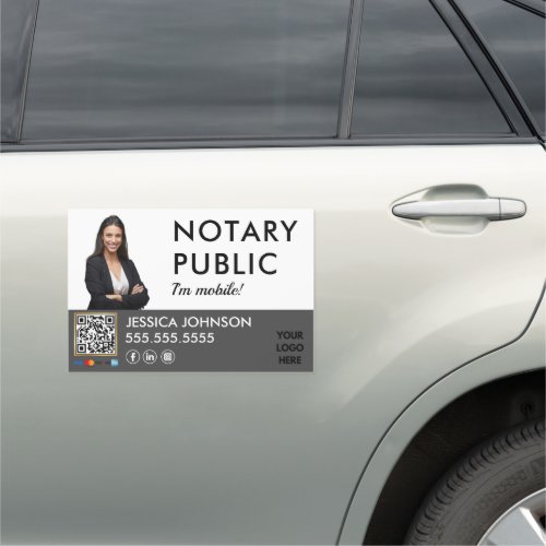 Black Gray Modern Minimalist Add Your Logo Notary  Car Magnet