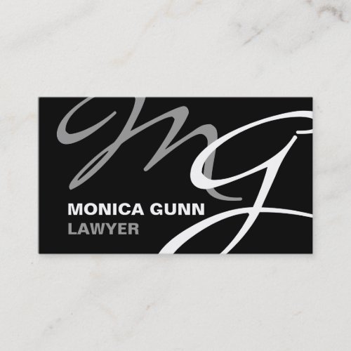 Black Gray Modern Monogram Business Card Template