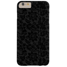 Black &amp; Gray Monochromatic Vintage Floral Damasks Barely There iPhone 6 Plus Case