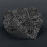 Black & Gray Monochromatic Vintage Ornate Paisley Tie<br><div class="desc">Beautiful black monochromatic elegant indian ornate floral paisley ham seamless pattern over dark gray custom background.</div>