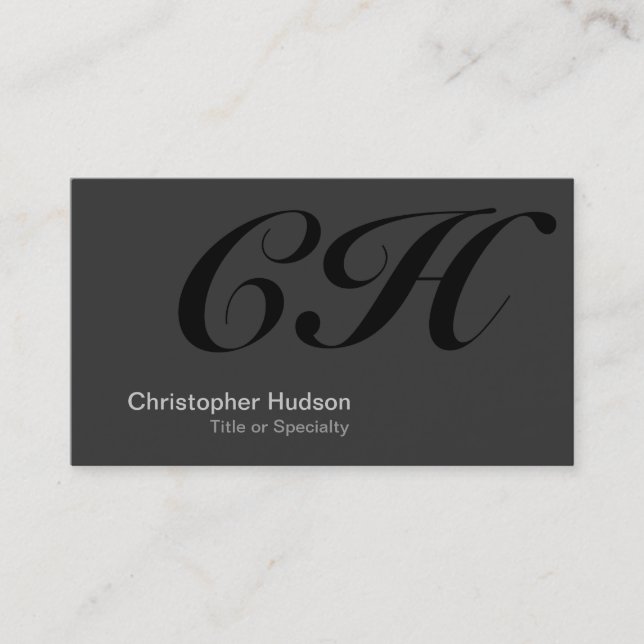 Black Gray Monogram Consultant Business Card (Front)