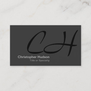Black Gray Monogram Consultant Business Card