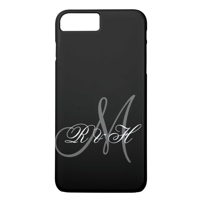 BLACK GRAY MONOGRAM INITIALS Case-Mate iPhone CASE (Back)