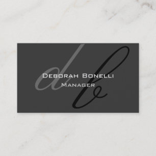 Black Gray Monogram Manager Business Card