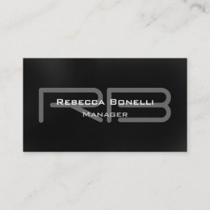Black Gray Monogram Manager Business Card