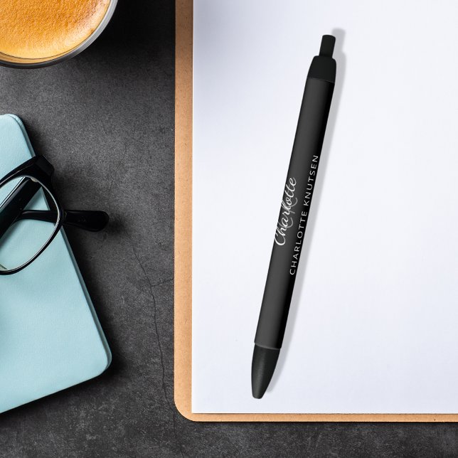 Black gray monogram name script pen (Creator Uploaded)