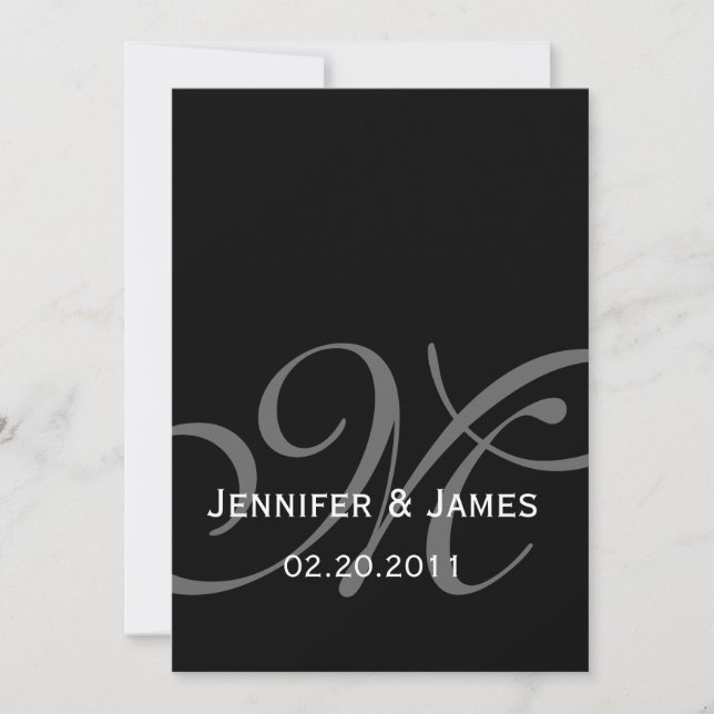 Black Gray Monogram Names Wedding Invitation (Front)