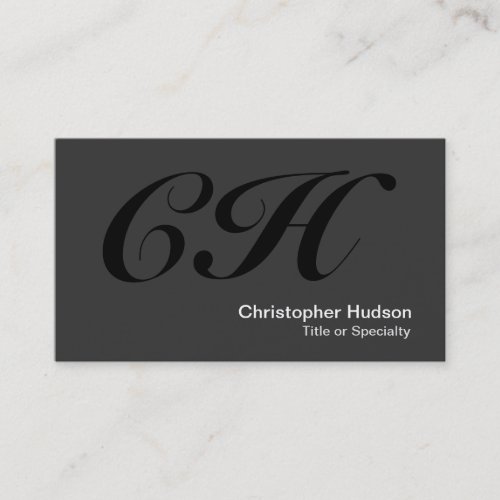 Black Gray Monogram Standard Size Business Card