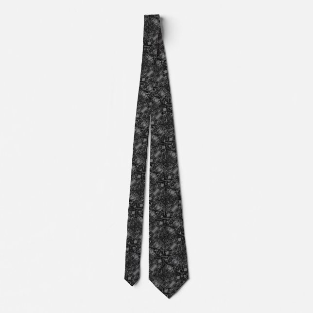 Black Gray Neck Tie Floral Art - Your Colors (Back)
