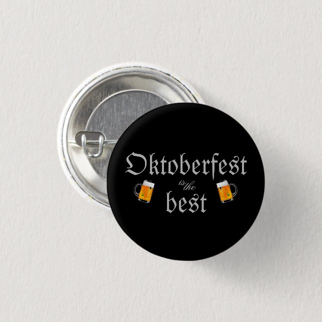 Black Gray Oktoberfest Beer Festival Vintage Font Button (Front & Back)