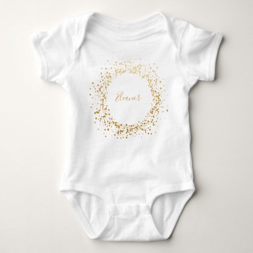 Black Gray Ombre Gold Confetti Dots Personalized Baby Bodysuit