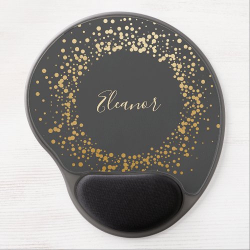Black Gray Ombre Gold Confetti Dots Personalized   Gel Mouse Pad