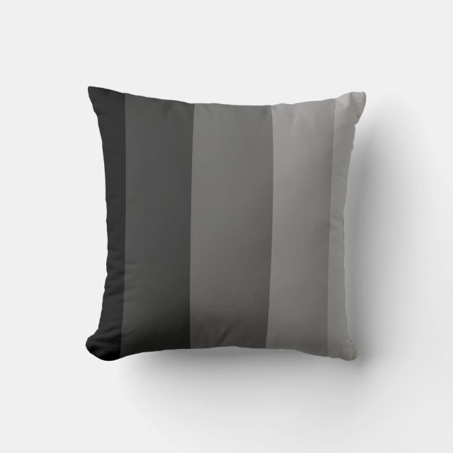 Black gray Ombre Stripe Throw Pillow (Front)