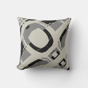 Black Gray on Warm Gray Abstract Spaceship Design Throw Pillow