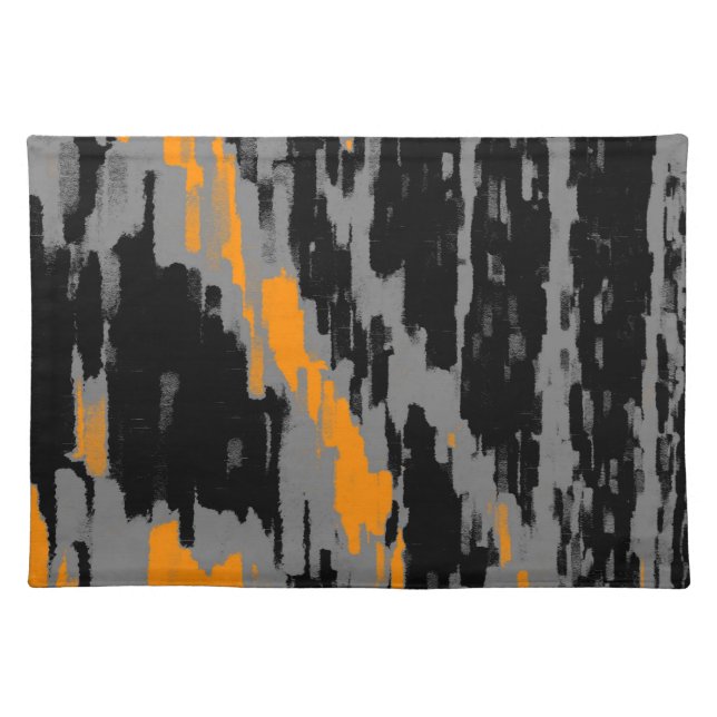 Black, Gray, Orange Abstract Art Retro Placemats (Front)