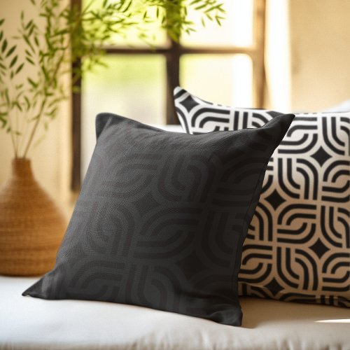 Black gray ornament patterns antique design throw pillow