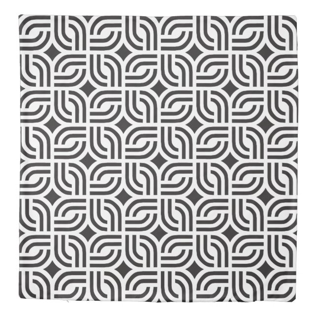 Black gray ornament patterns antique duvet cover (Back)