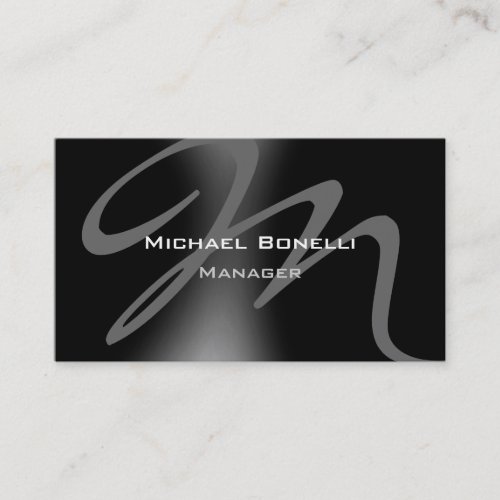 Black Gray Pattern Monogram Manager Business Card