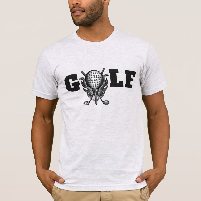 Black Gray Pen and Ink GOLF Ball Tee Clubs Sports (Front)