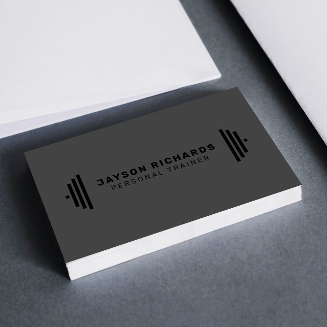 Black/Gray Personal Trainer Minimal Professional Business Card (Creator Uploaded)