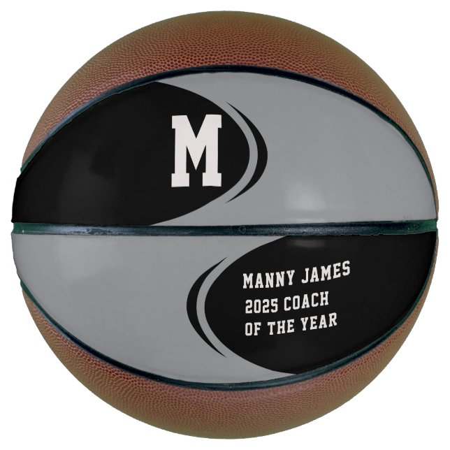 Black Gray Personalized Basketball (Front)