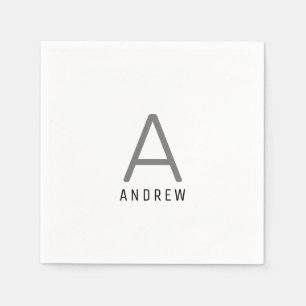 Black Gray Personalized Name Monogram Initial Napkins