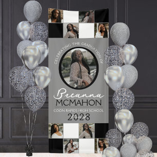 Black & Gray Photo Collage Graduation Vinyl Banner