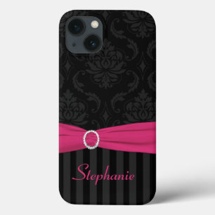 Black Gray Pink Damask Striped iPad Air Case