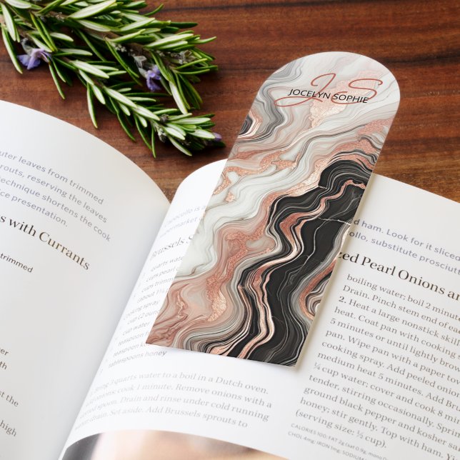Black Gray Pink Rose Gold Marble Art Pattern Bookmarks (Book)