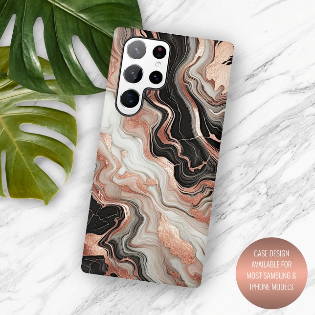 Black Gray Pink Rose Gold White Marble Art Pattern Samsung Galaxy Case (Creator Uploaded)