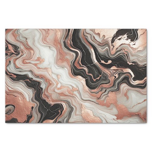 Black Gray Pink Rose Gold White Marble Art Pattern Tissue Paper