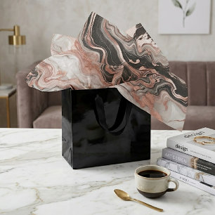 Black Gray Pink Rose Gold White Marble Art Pattern Tissue Paper